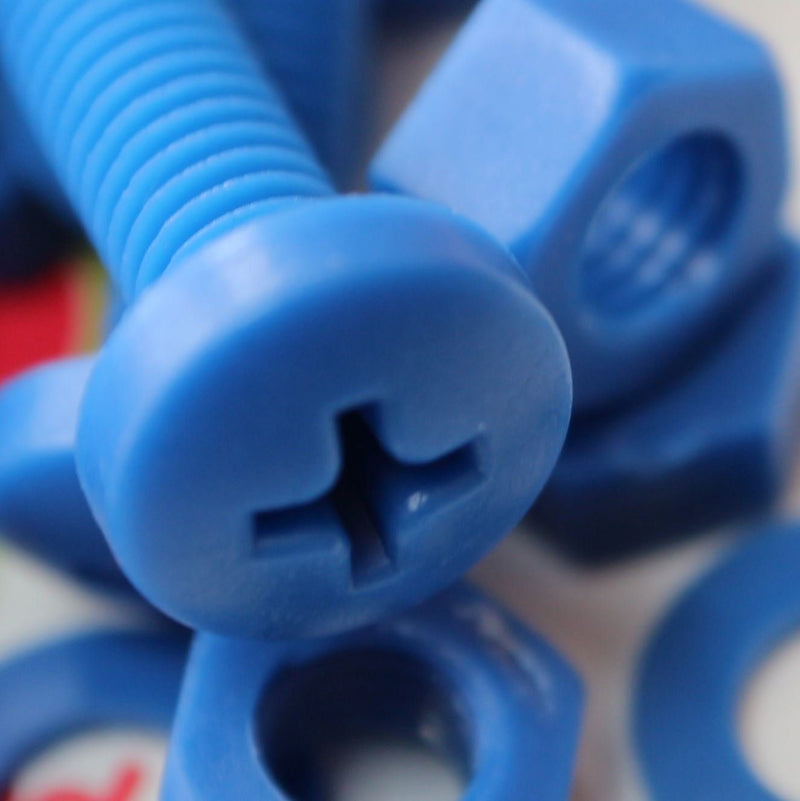 [Australia - AusPower] - 20 x Blue Pan Head Screws Polypropylene (PP) Plastic Nuts and Bolts, Washers, M6 x 20mm, 15/64" x 25/32 