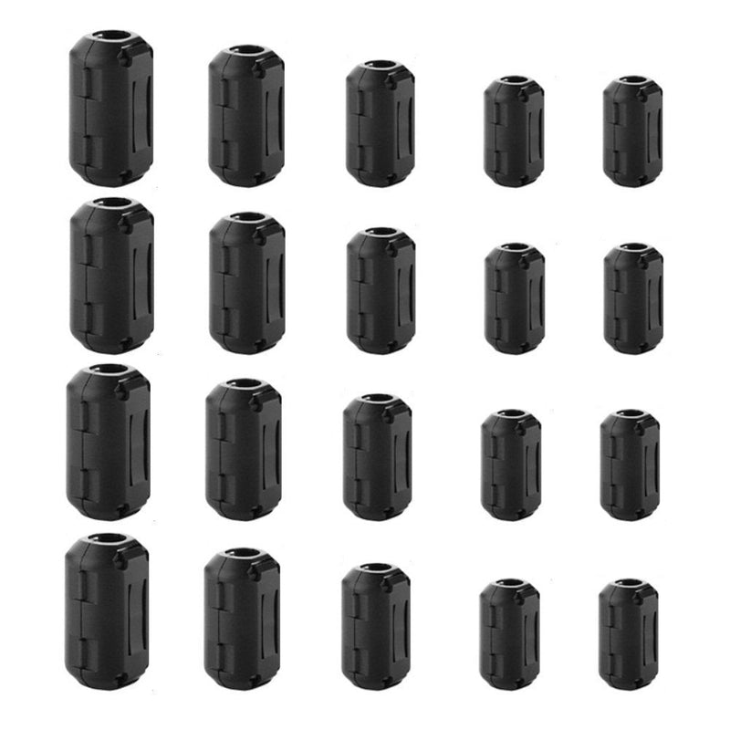 [Australia - AusPower] - Ceedmon 20 Pieces Clip-on Ferrite Ring Core RFI EMI Noise Suppressor Cable Clip for 3mm/5mm/7mm/9mm/13mm Diameter Cable, Black 