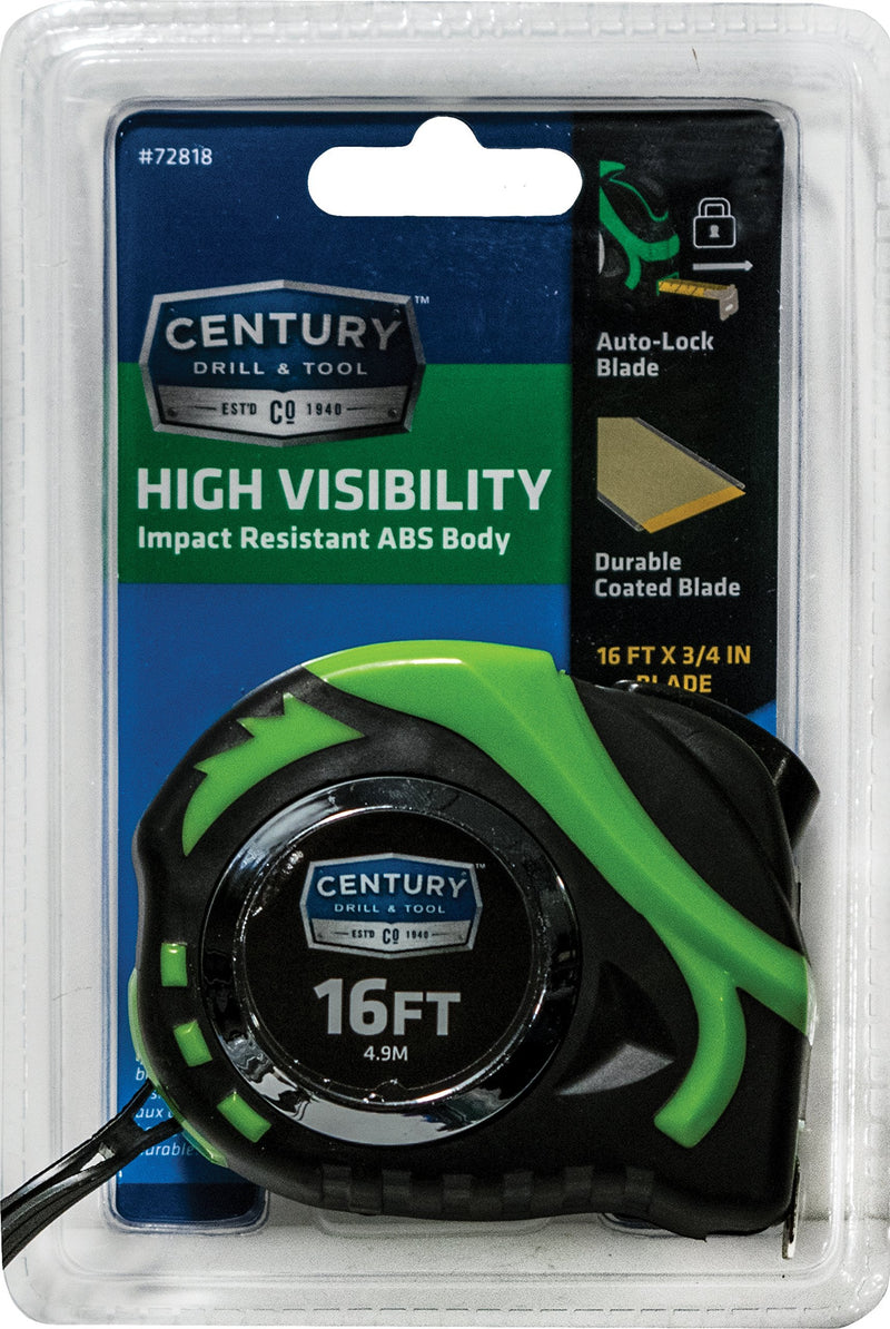 [Australia - AusPower] - Century Drill & Tool 72818 High Visibility Tape Measure, 16-Foot 
