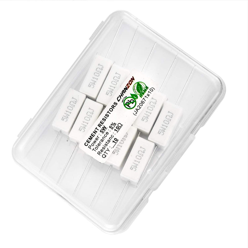 [Australia - AusPower] - Chanzon 10pcs 5W Cement Resistor 10 ? ohm ±5% Tolerance Wirewound Induction 10R O) 10? ohm 