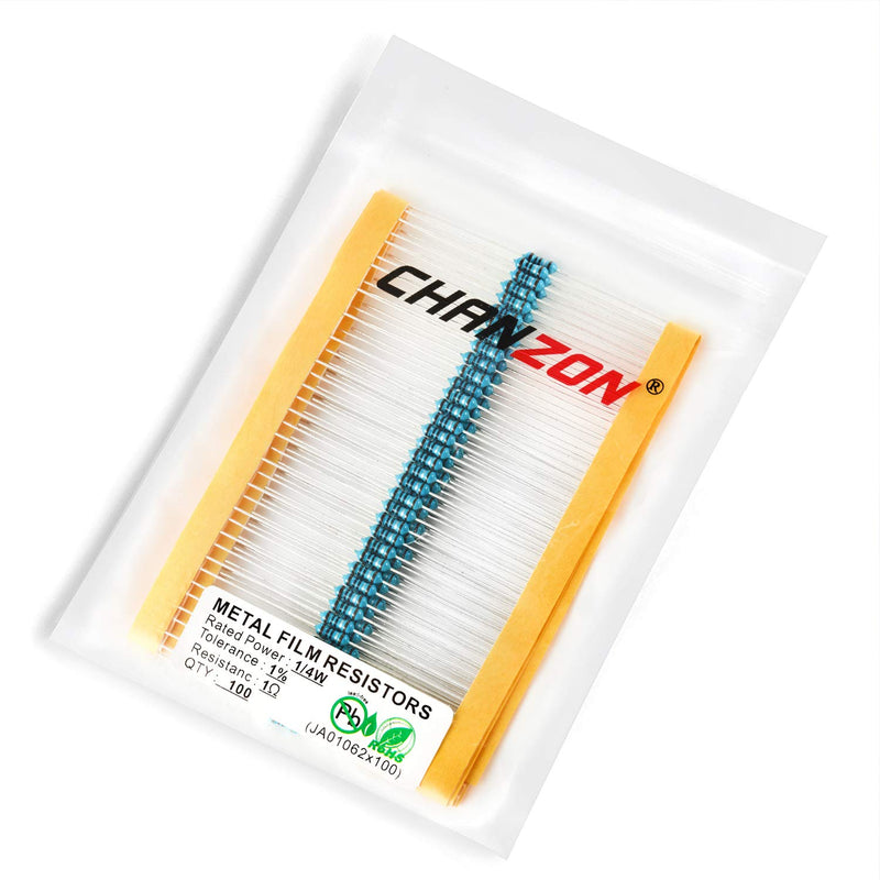 [Australia - AusPower] - Chanzon 100pcs 1/4W (0.25W) 1 Ω ohm Metal Film Fixed Resistor 0.01 ±1% Tolerance 1R MF Through Hole Resistors Current Limiting Rohs Certificated [1-4ZC01] 1 ohm 