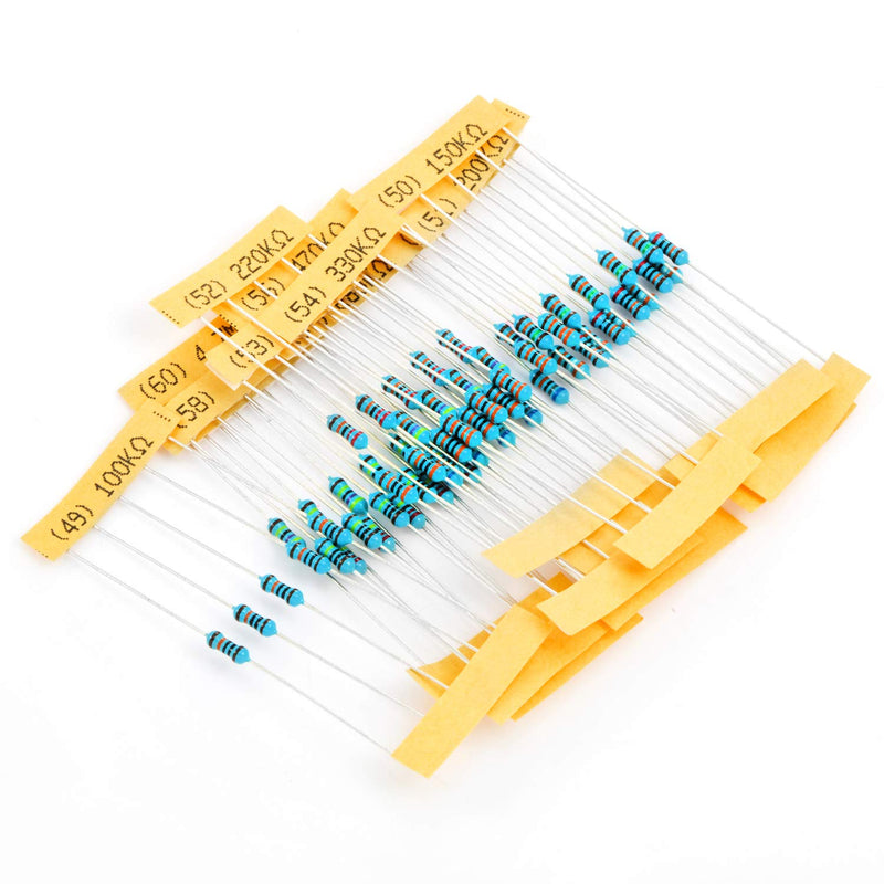 [Australia - AusPower] - Chanzon 60 Values 1/4w (0.25 watt) Metal Film Fixed Resistor Kit 300pcs 1R-4.7MR Ω ohm ±1% Tolerance 0.01 MF Through Hole Resistors Assortment Current Limiting Rohs Certificated 