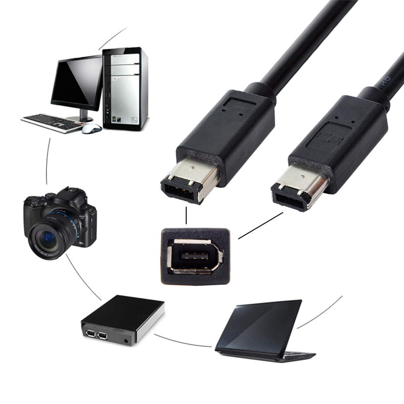 [Australia - AusPower] - chenyang CY 1394a 6 PIN / 6PIN FireWire 400 to FireWire 400 6-6 ilink Cable IEEE 1394 1.8m Black 