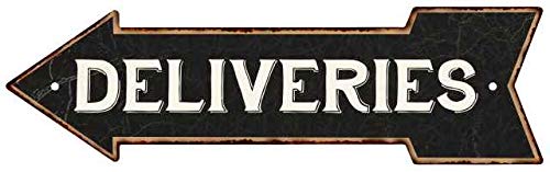 [Australia - AusPower] - Delivery Sign Left Arrow Vintage Package Deliveries Signs Drop Off Deliver Parcel Here Business Packages Plaque 5x17 Metal 205170004019 