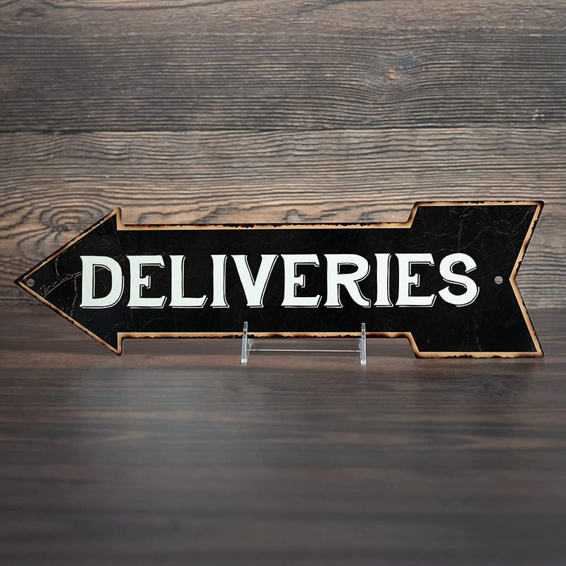 [Australia - AusPower] - Delivery Sign Left Arrow Vintage Package Deliveries Signs Drop Off Deliver Parcel Here Business Packages Plaque 5x17 Metal 205170004019 