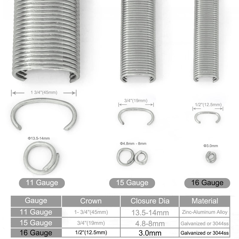 [Australia - AusPower] - KIMSING SC760 16 Gauge 5/8'' Crown Stainless Steel C Ring Staples C-Rings Hog Rings, Wire Fencing Staples, Fasteners for C Ring Stapler, Hog Ring Tool, C Ring Plier, 1000 PCS/Pack 