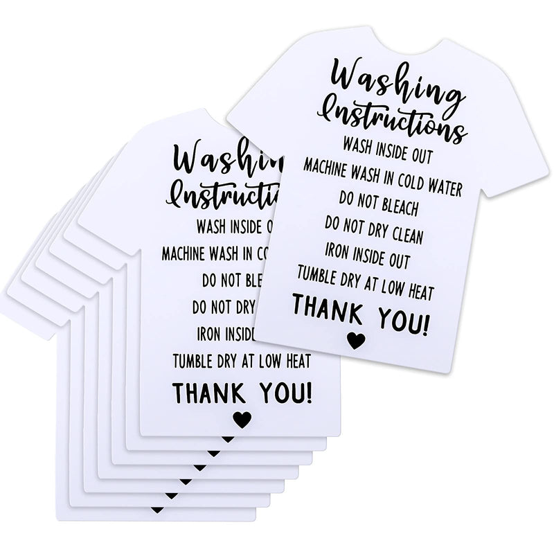 [Australia - AusPower] - 200 Pieces T Shirt Washing Instructions Cards Shirt Cleaning Care Instructions Card Customer Direction Card Small Business(White, Classic Style) White 