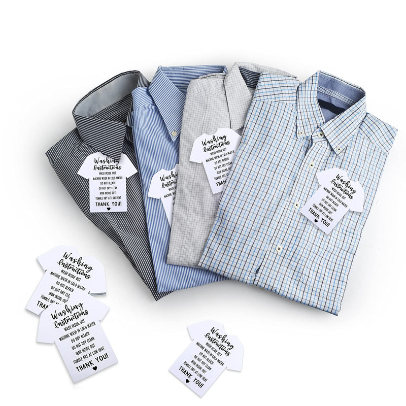 [Australia - AusPower] - 200 Pieces T Shirt Washing Instructions Cards Shirt Cleaning Care Instructions Card Customer Direction Card Small Business(White, Classic Style) White 