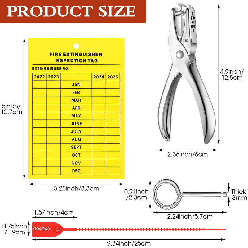 [Australia - AusPower] - Monthly Fire Extinguisher Inspection Tags Set Including 4 Years Maintenance Tags Plastic Tamper Seals Fire Extinguisher Pull Pins Numbered Security Tags with Handheld Hole Puncher (76) 76 