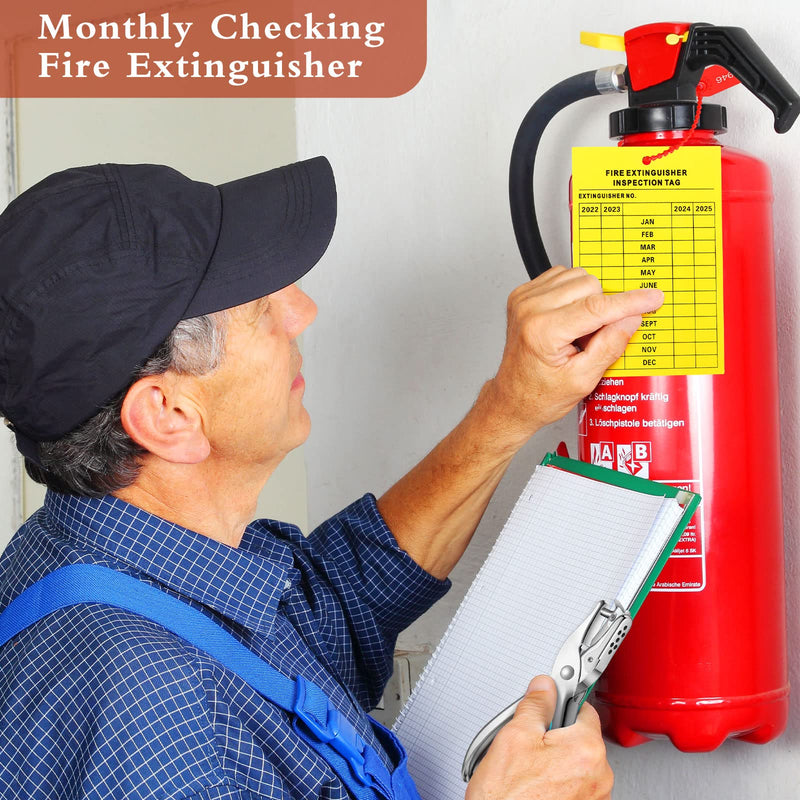 [Australia - AusPower] - Monthly Fire Extinguisher Inspection Tags Set Including 4 Years Maintenance Tags Plastic Tamper Seals Fire Extinguisher Pull Pins Numbered Security Tags with Handheld Hole Puncher (76) 76 
