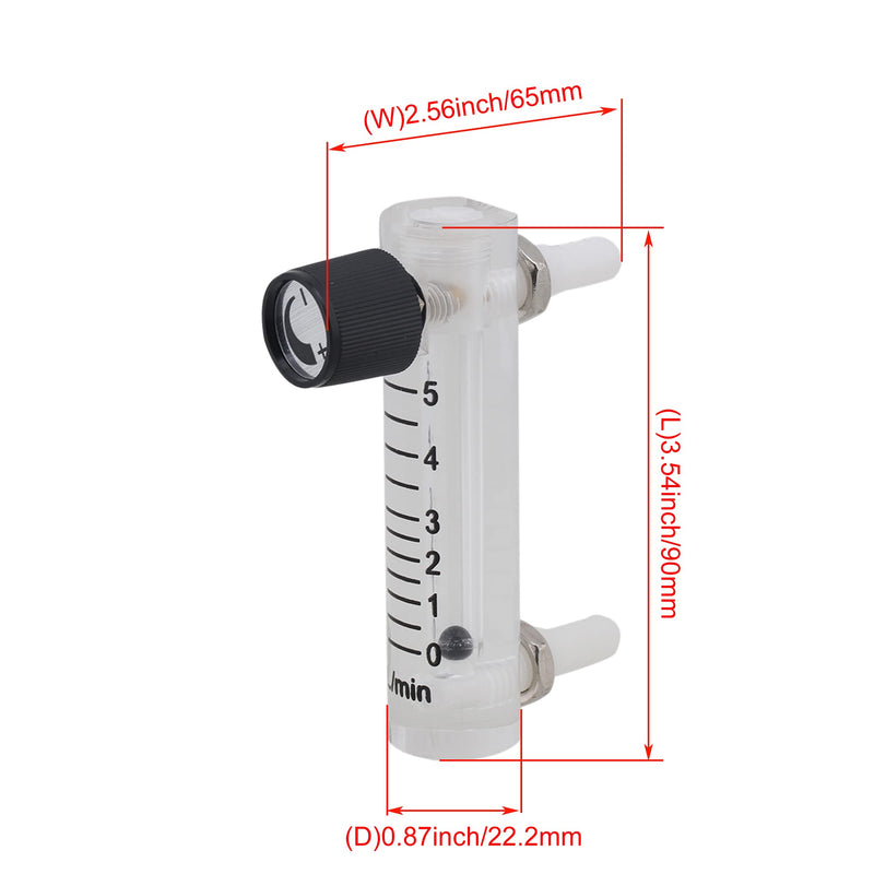 CNBTR LZQ-3 acrylic flowmeter for gas, metal fitting, oxygen flow meter, measuring 0-5 LPM in a clear acrylic body.