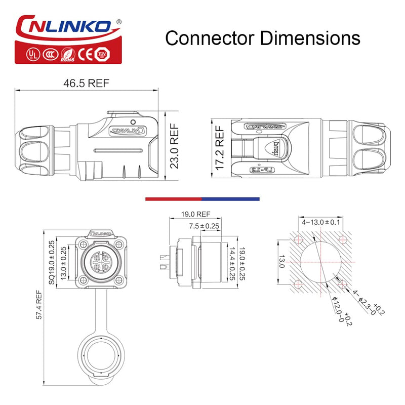 [Australia - AusPower] - CNLINKO M12 Waterproof Connector PBT Plastic DC 12V Cable Panel Mount For AV System (7pin) 7pin 