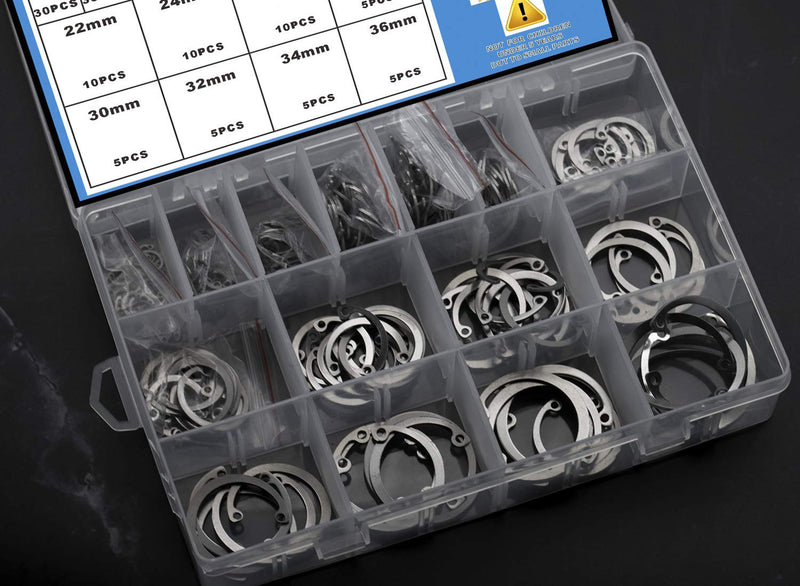 [Australia - AusPower] - CO-RODE 220Pcs 304 Stainless Steel Internal Circlip Snap Retaining Clip Ring Assortment Set 