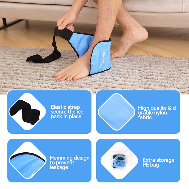 [Australia - AusPower] - Comfpack Heel Ice Pack for Pain Relief, Hot Cold Therapy Foot Ankle Ice Pack Wrap for Plantar Fasciitis, Achilles Tendonitis, Ankle Sprain, Swelling Foot, Heel Spur, Sport Injuries 