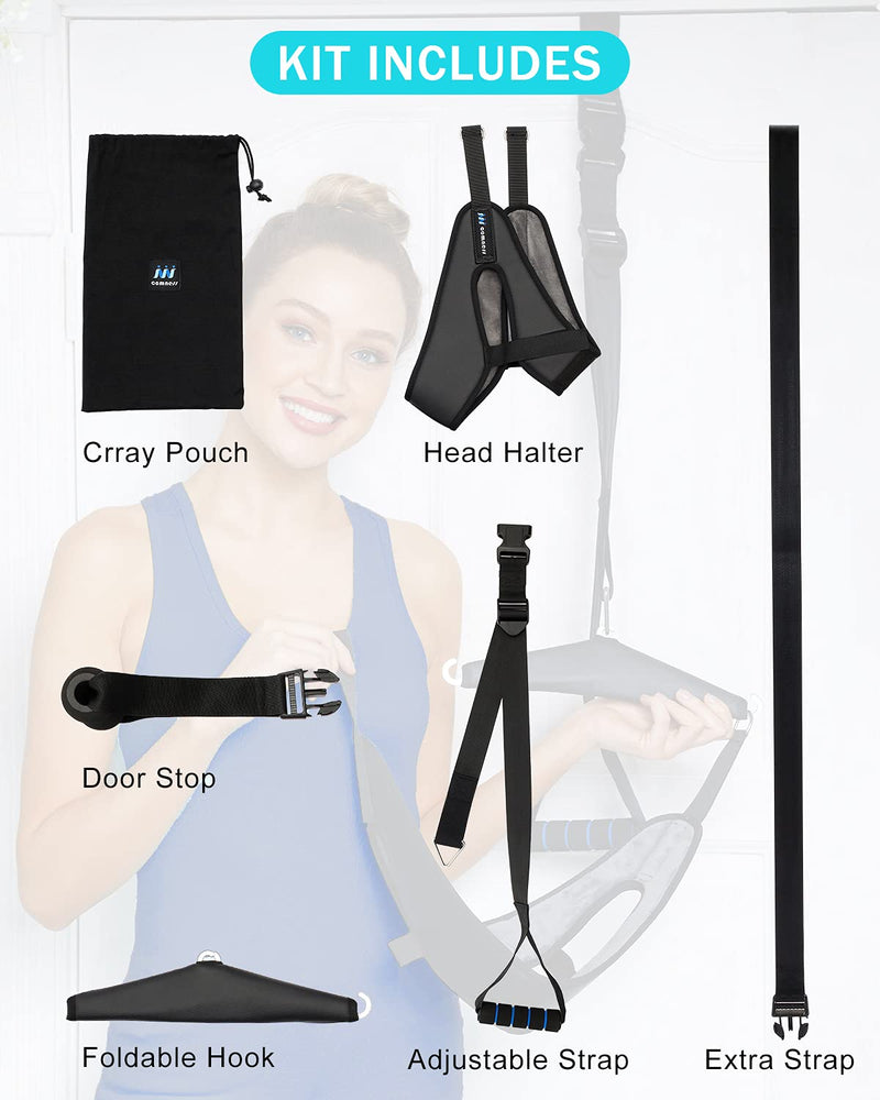 [Australia - AusPower] - Cervical Neck Traction Device Over Door for Home Use, Portable Neck Stretcher Hammock for Neck Pain Relief, Physical Therapy AIDS for Neck Decompressor. 