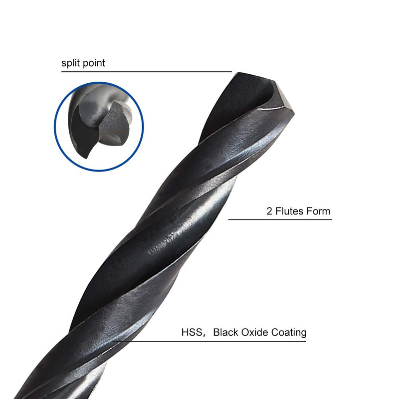 [Australia - AusPower] - COMOWARE Twist Drill Bit Set- High Speed Steel Jobber Drill Bits, General Purpose, Black Oxide for Wood Plastic Alloys 10 Pcs, 1/16"-1/4" 10 pcs Black 