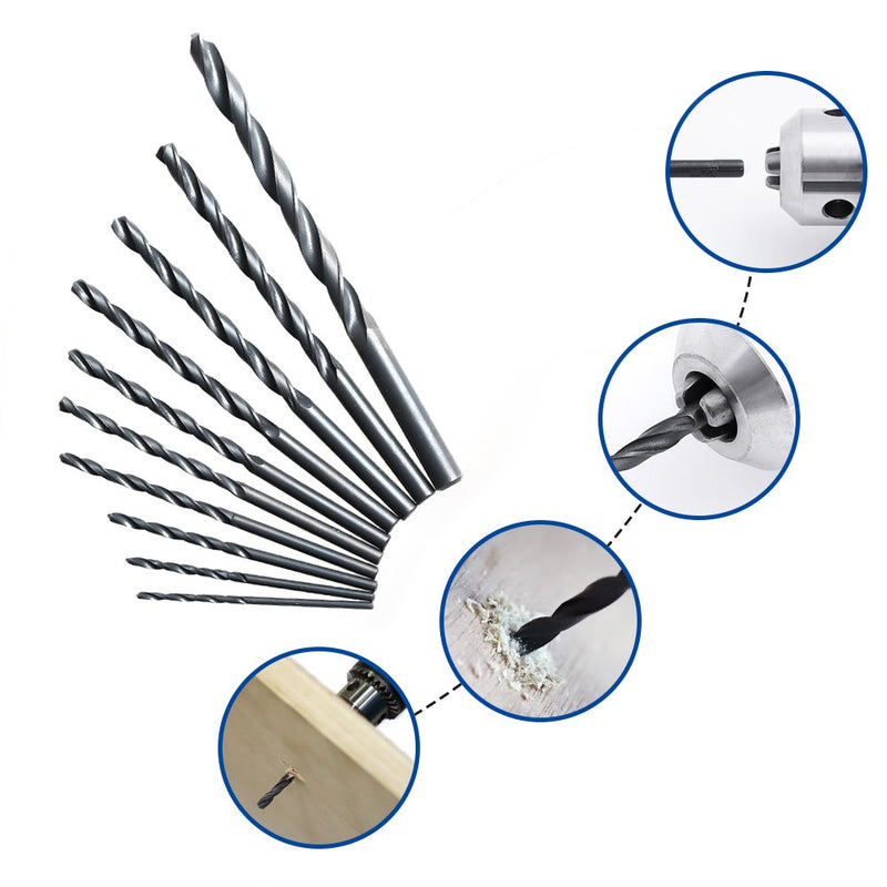 [Australia - AusPower] - COMOWARE Twist Drill Bit Set- High Speed Steel Jobber Drill Bits, General Purpose, Black Oxide for Wood Plastic Alloys 10 Pcs, 1/16"-1/4" 10 pcs Black 