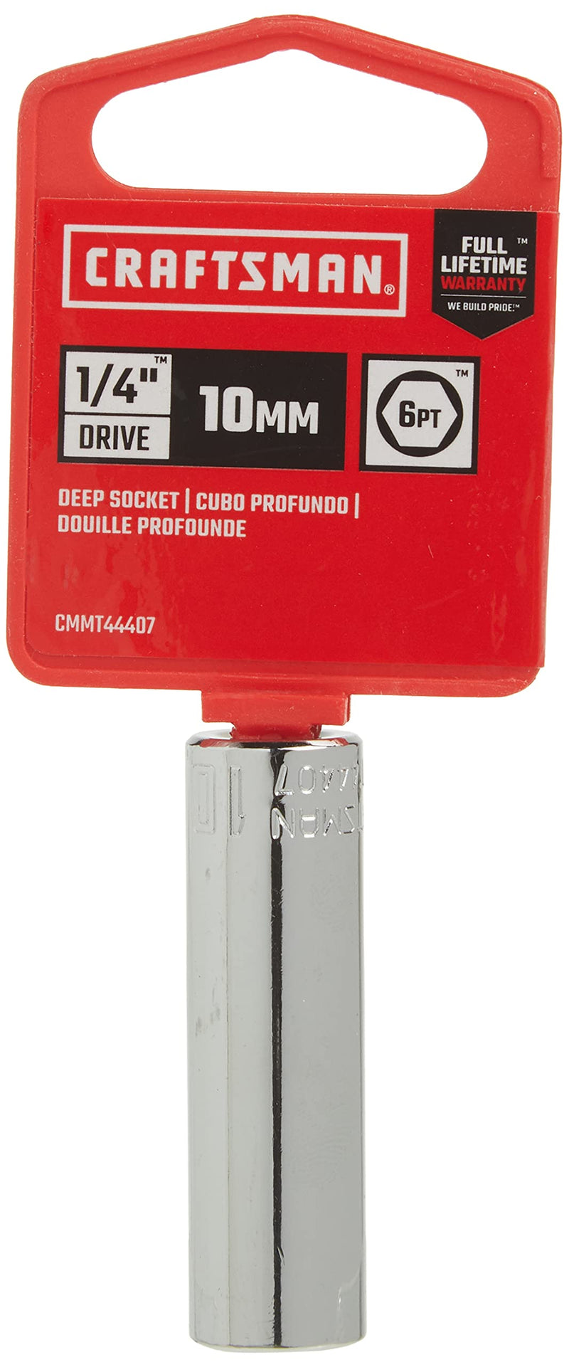 [Australia - AusPower] - CRAFTSMAN Deep Socket, Metric, 1/4-Inch Drive, 10mm, 6-Point (CMMT44407) 10 MM 