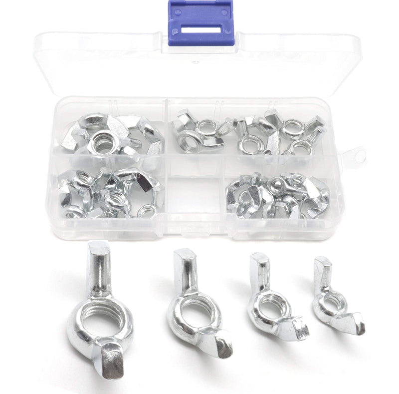 [Australia - AusPower] - cSeao 28pcs Wing Nuts Assortment Kit Butterfly Nut Zinc Plated, 3/16-16"/ 1/4-20"/ 5/16-18"/ 3/8-16" 
