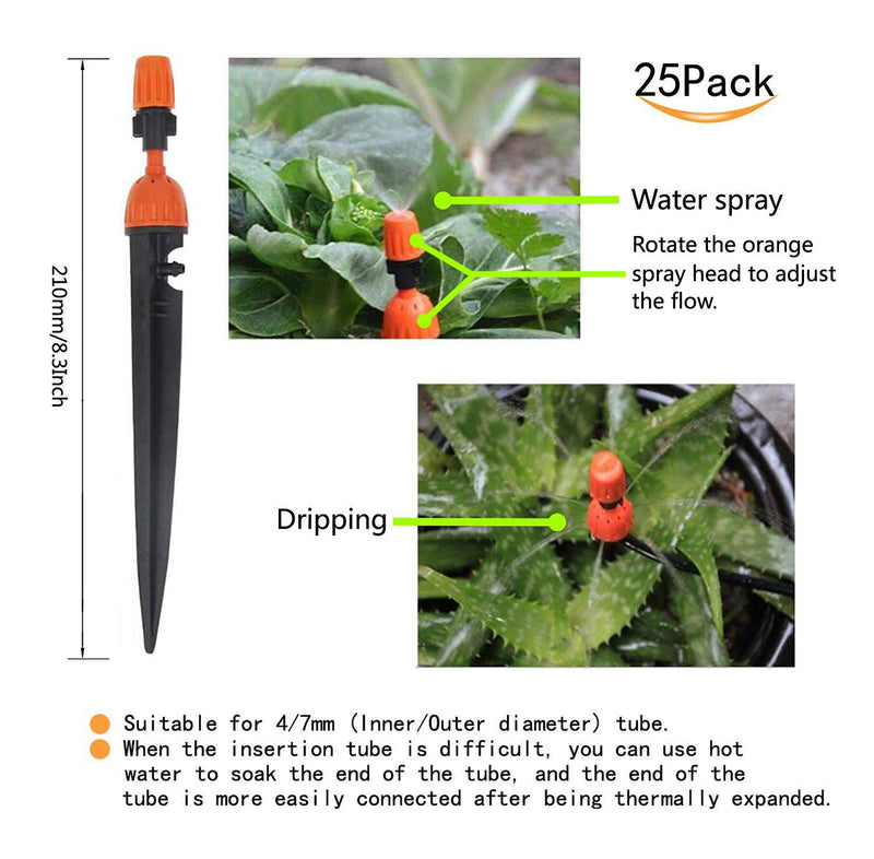 [Australia - AusPower] - CTKcom Micro Spray Adjustable 360 Degree Water Flow Irrigation Drippers on Stake Emitter Drip System,Pack of 25 