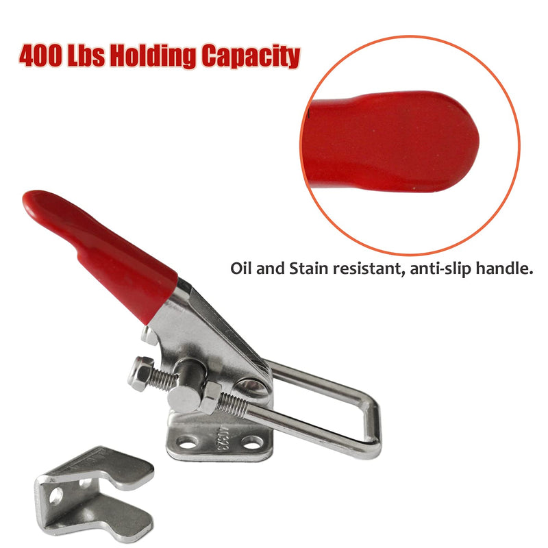 [Australia - AusPower] - CUKAYO 2pcs Heavy Duty Toggle Clamp, 304 Stainless Steel Adjustable U Bolt Holding Quick Release Latch Capacity 400LBs (40323-2pcs) 