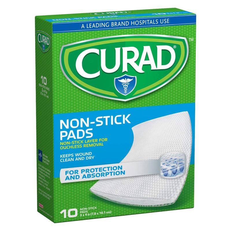 [Australia - AusPower] - Curad Medium Non-Stick Pads 3 Inches X 4 Inches 10 Each (Pack of 4) 10 Count (Pack of 4) 
