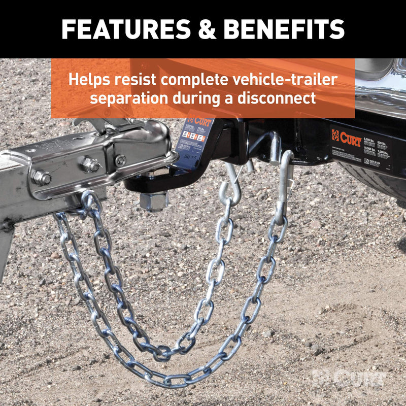 [Australia - AusPower] - CURT 80312 27-Inch Trailer Safety Chain with 3/8-In Snap Hook, 2,000 lbs Break Strength 