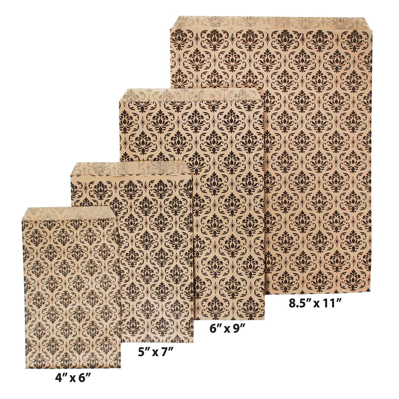 [Australia - AusPower] - CuteBox 100pc Damask Flat Paper Gift Bags (8.5" x 11") for Merchandise, Crafts, Party Favors, Retail, Handmade Goods, Arts and Crafts, Outdoor Events, Holidays, Weddings 1 Count (Pack of 100) 100pcs 