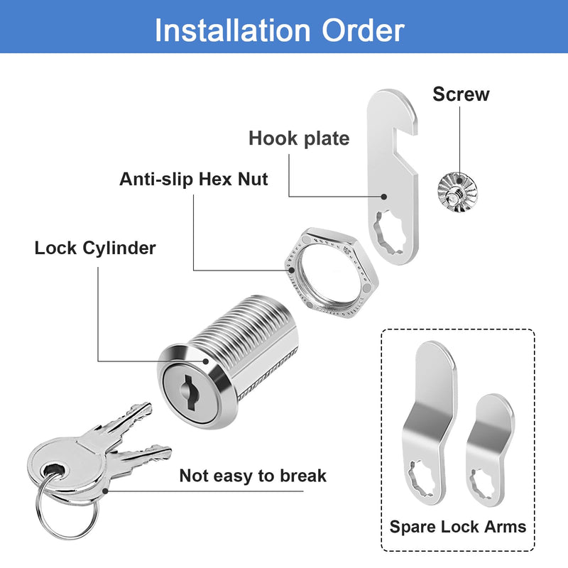 [Australia - AusPower] - Cylinnda Cabinet Lock with Keys, 1-1/8" Cam Locks keyed Alike, Cabinet Cam Lock Set for Cabinets RV Storage Locks Mailbox Tool Box Lock Replacement, Zinc Alloy (4 Pack, 1-1/8 Inch) 4 pack 