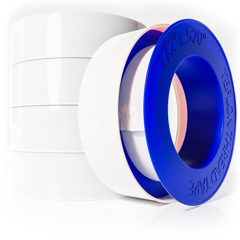 [Australia - AusPower] - 5 Rolls 1/2 Inch(W) X 520 Inches(L) Extra Long Teflon Tape - Plumbers PTFE Tape – Thick Thread Seal - Plumber Tape for Home Plumbing Pipe Sealing Shower Head - Waterproof Strong Sealant Tape 