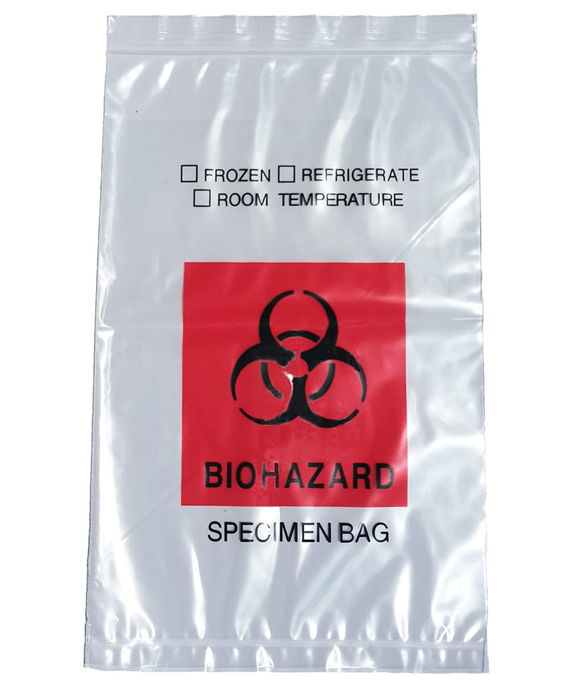 [Australia - AusPower] - Daarcin Biohazard Specimen Bags,100pcs 6x9in/15x25cm with Biohazard Red Logo Printing, Ziplock Top Sample Bags with Outside Pocket Paperwork Pouch 100 