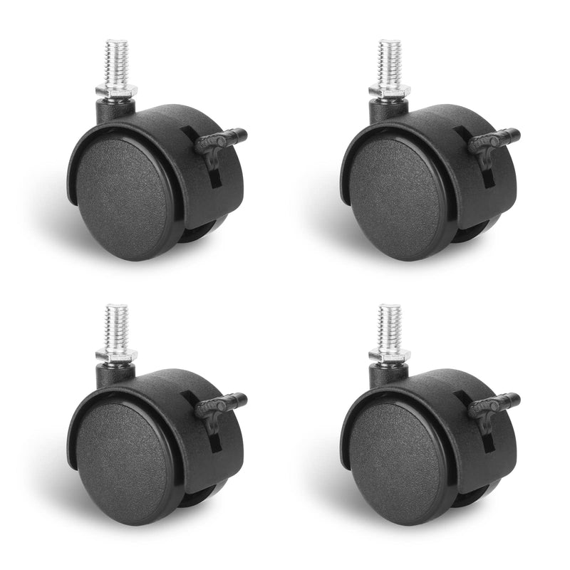 [Australia - AusPower] - Dalyndar 4 Pack 1.5 Inch Swivel Stem Caster Wheels Replacement Casters 1.5'' Furniture Wheel with Locking Brake Metric Threaded Stem M8 Wheels for Table Drawer Plant Shelf Metal Rack Laundry Basket 