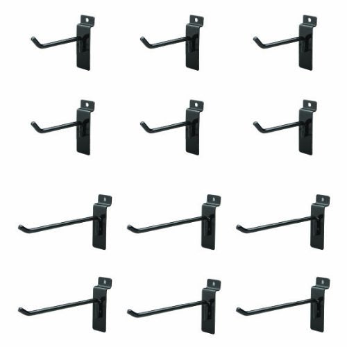 [Australia - AusPower] - Dazzling Displays Box of 12 (Six 4-Inch and Six 6-Inch) Black Metal Slatwall Hooks 