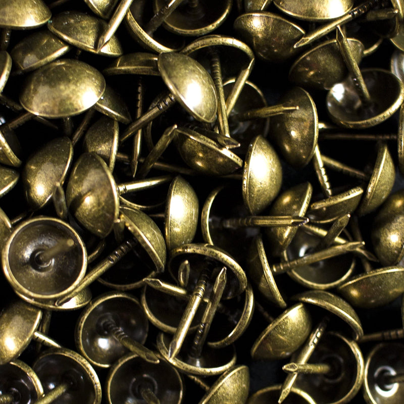 [Australia - AusPower] - decotacks® 500 PCS Heavy Duty Antique Brass Finish Upholstery Tacks, Furniture Nails, French Natural Thumb Tack Push Pin, 7/16" Head Dia [Antique Brass, French Natural] DX0511AB500 