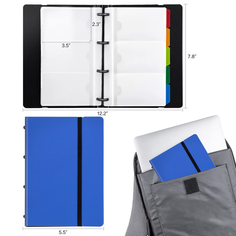 [Australia - AusPower] - Deli Business Card Book Holder, Business Card Organizer, Name Card Book Holder, Portable Office Business Card Holder, Hold 180 Cards, Blue 