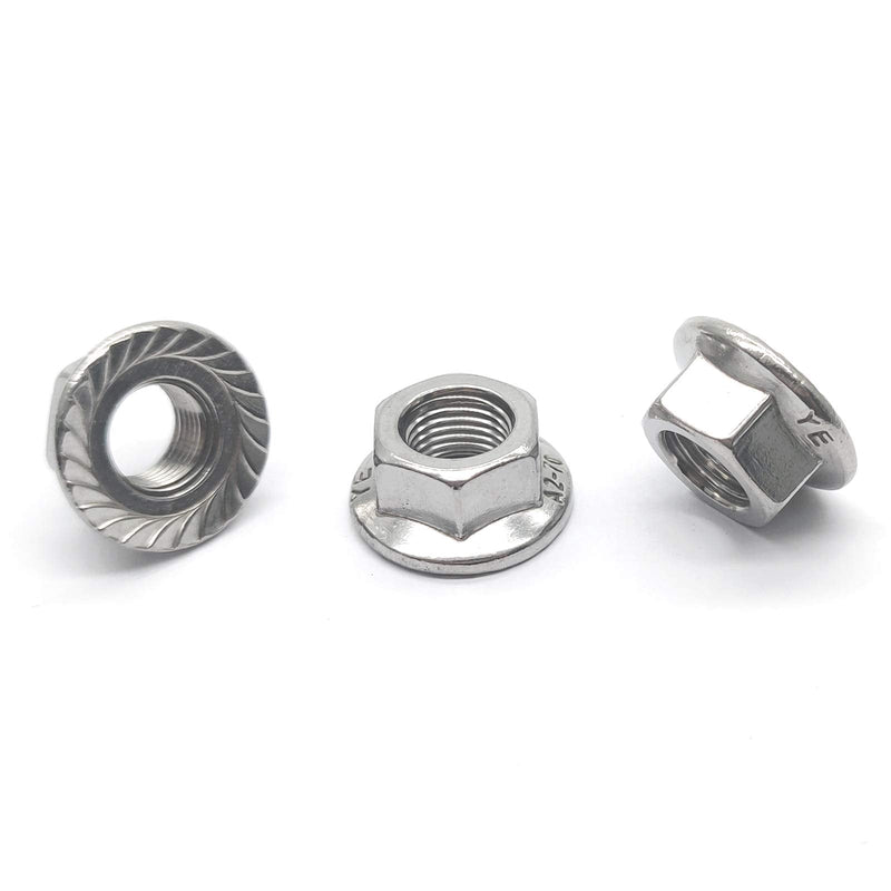 [Australia - AusPower] - M10x1.0mm 304 Stainless Steel Fine Thread Flange Hex Nuts Lock Nuts 5pcs M10x1.0mm 