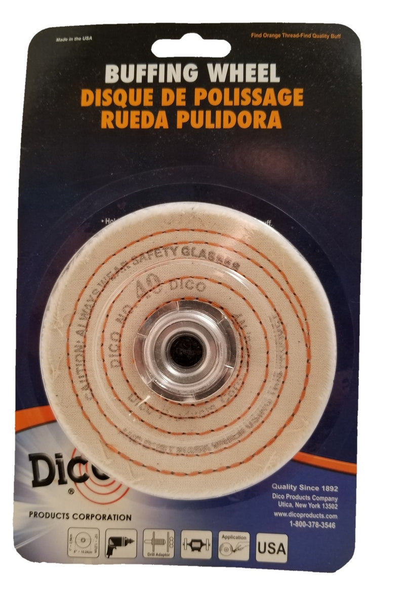 Dico Buffing Spiral Wheel, cylindrical grinding wheel for polishing and buffing, shown in a close-up image.