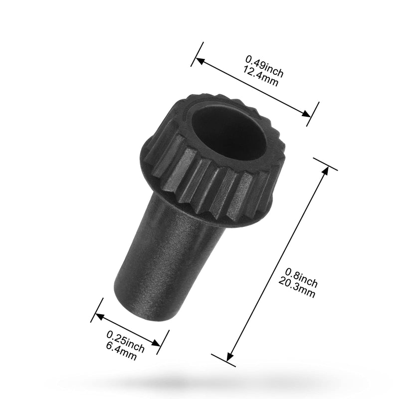Set of four black DiCUNO light socket switch knobs, 20mm, replacement for lamp turn on/off switches, standard size.