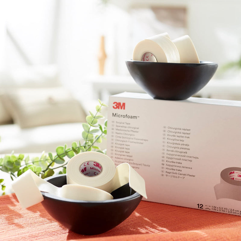 [Australia - AusPower] - Direct Collection 3M Microfoam Surgical Tape 1" x 5 1/2 yd, Stretched Box of 12 