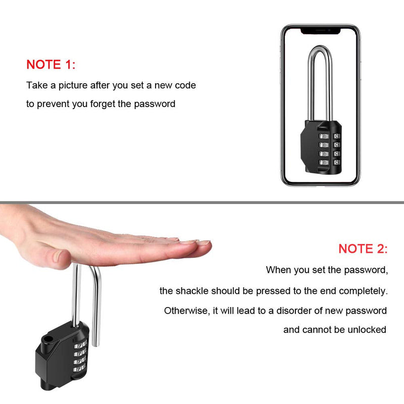 [Australia - AusPower] - Disecu 2.5 Inch Long Shackle Combination Lock 4 Digit Outdoor Waterproof Padlock for School Locker, Gym Locker, Hasp Cabinet, Gate, Fence, Toolbox (Black, 2 Pack) Black 