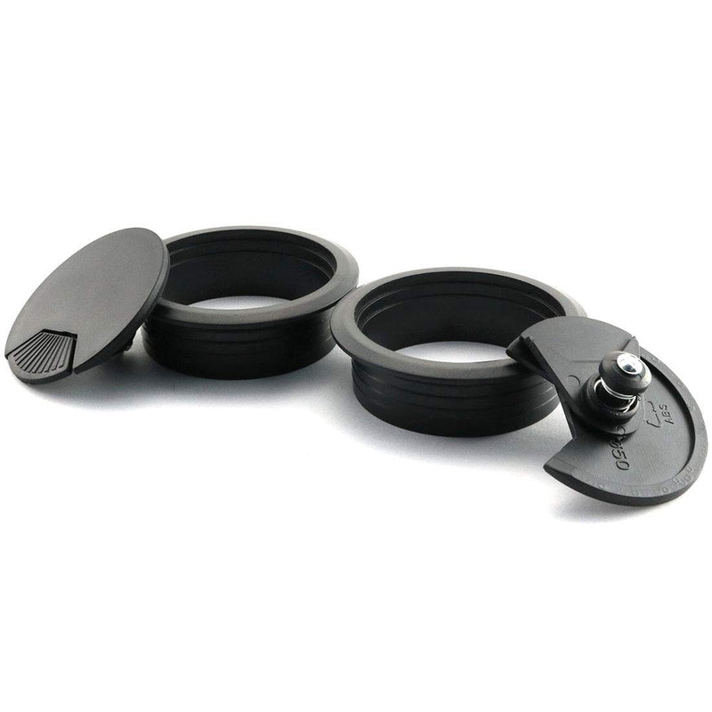 [Australia - AusPower] - 2pcs 2 inch Desk Wire Cord Cable Grommets Hole Cover for Office PC Desk Cable Cord Organizer Plastic Cover Black (Black-2Pcs) Black-2Pcs 