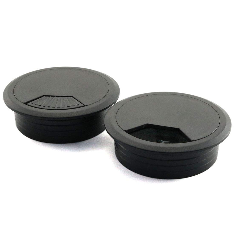 [Australia - AusPower] - 2pcs 2 inch Desk Wire Cord Cable Grommets Hole Cover for Office PC Desk Cable Cord Organizer Plastic Cover Black (Black-2Pcs) Black-2Pcs 