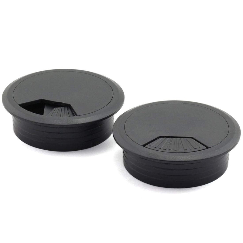 [Australia - AusPower] - 2pcs 2 inch Desk Wire Cord Cable Grommets Hole Cover for Office PC Desk Cable Cord Organizer Plastic Cover Black (Black-2Pcs) Black-2Pcs 