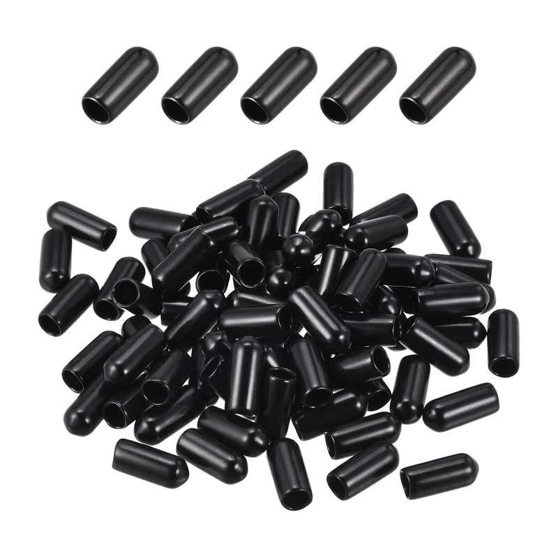 [Australia - AusPower] - DMiotech 200 Pack 5.5mm ID Black Screw Thread Protectors Rubber End Caps Bolt Covers for Screw Bolt Furniture Pipe 