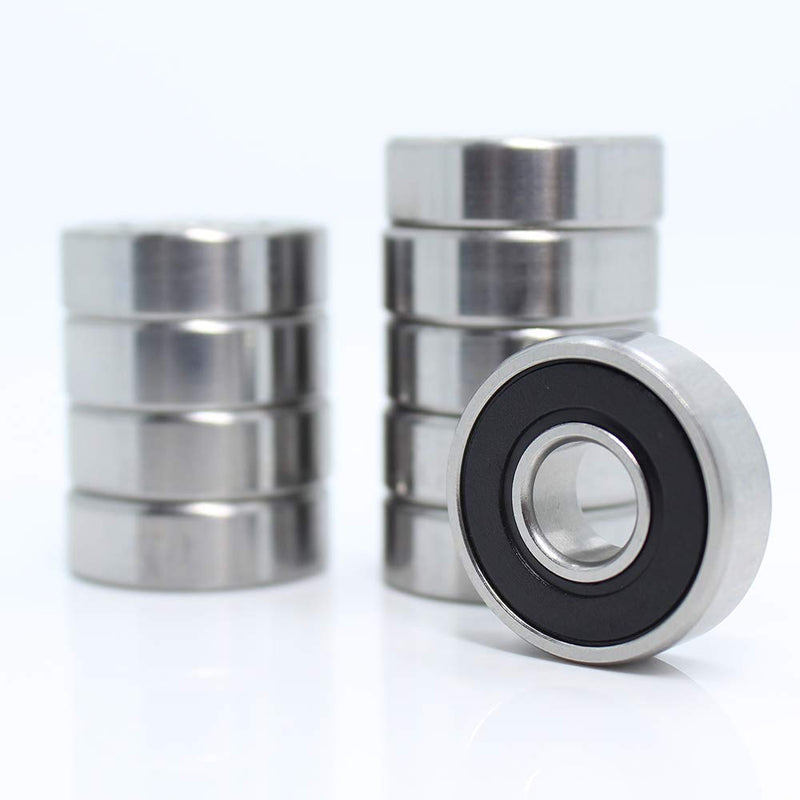 [Australia - AusPower] - Bearings 1/2 inch Bore R8-2RS Double Rubber Sealed Roller Ball Bearing 1/2 x1-1/8 x5/16 Inch ABEC3 Precision Small Ball Bearing for Electric Motor, Wheels, Home Appliances, Garden Machinery (10 Pack) 