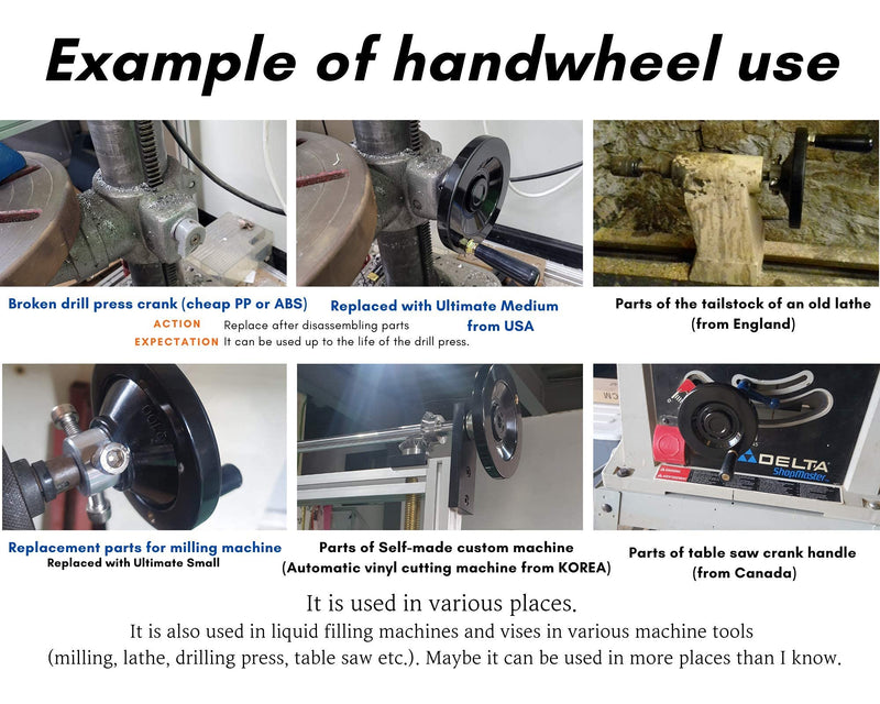 [Australia - AusPower] - OD 80mm ID 12.7mm Ultimate Handwheel can be Assembled and Used in Just One Minute on All Shafts Smaller Than That, Including 1/2 inch. 