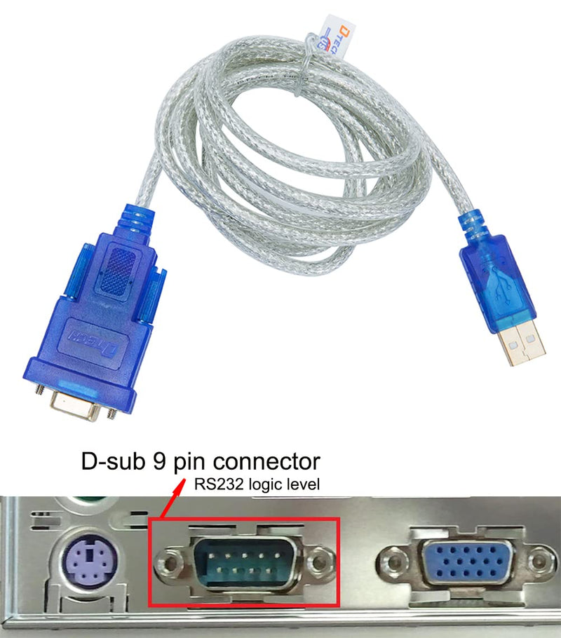 [Australia - AusPower] - DTech 6 Feet USB to RS232 DB9 Female Serial Adapter Cable Windows 11 10 8 7 Mac Linux Serial to USB 2.0 (PL2303 Chip) 6ft RS233 cable 
