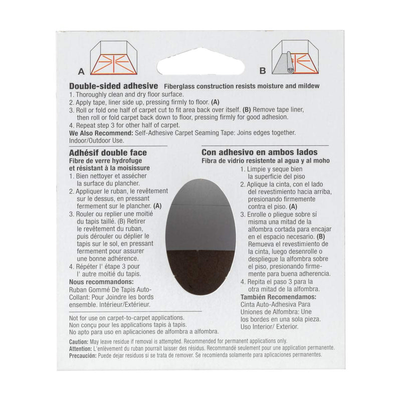 White Duck Brand indoor/outdoor carpet tape, 1.41-inch wide and 42 feet long, designed for securing carpets indoors and outdoors.