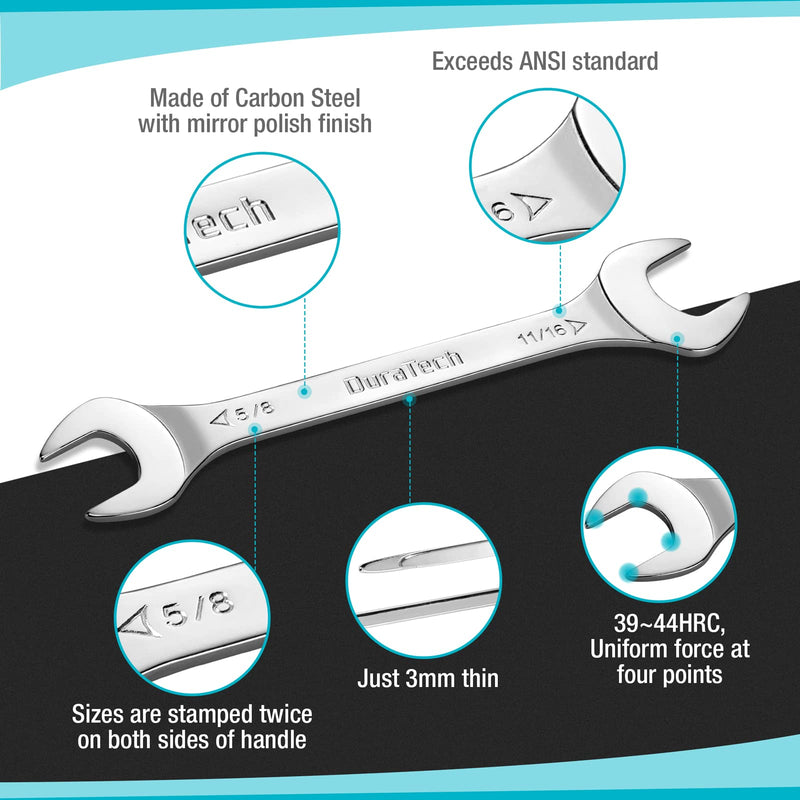 [Australia - AusPower] - DURATECH Super-Thin Open End Wrench, SAE, 5/8inchx11/16inch 