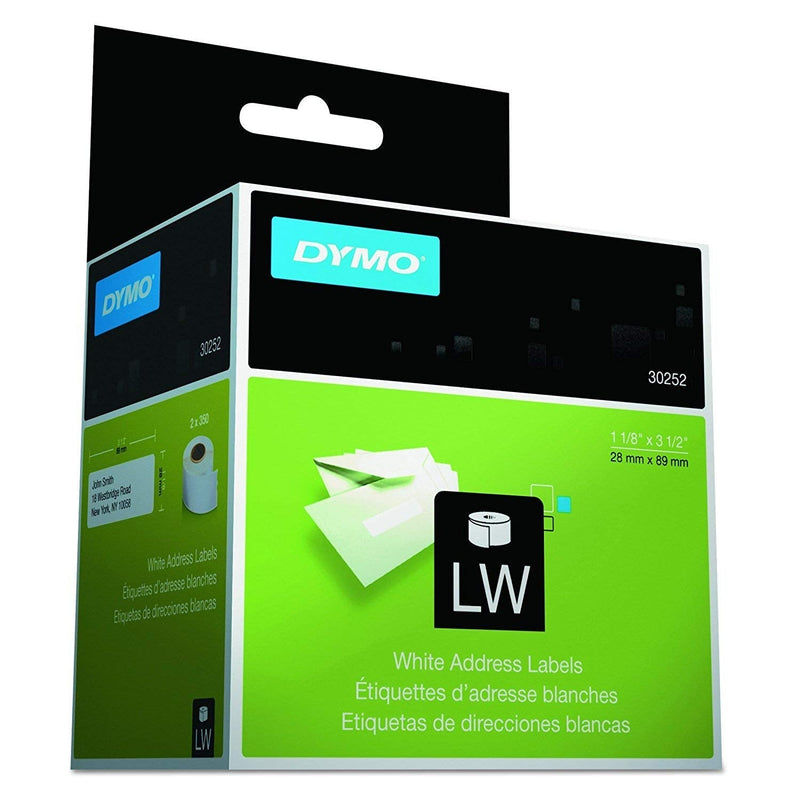 [Australia - AusPower] - DYMO 30252 LabelWriter Address Labels, 1 1/8 x 3 1/2, White, 350 Labels/Roll, 2 Rolls/Pack 